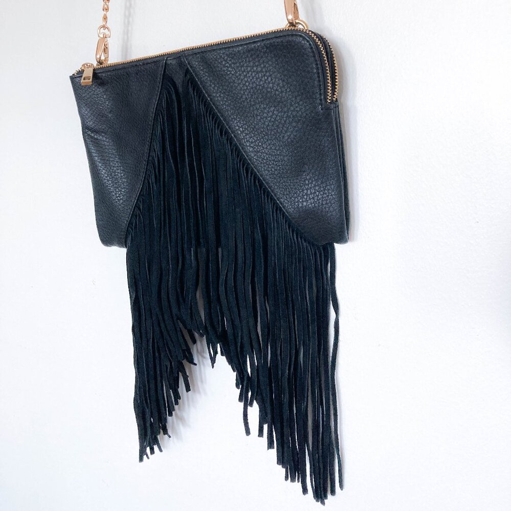 Fringe pleather bag purse